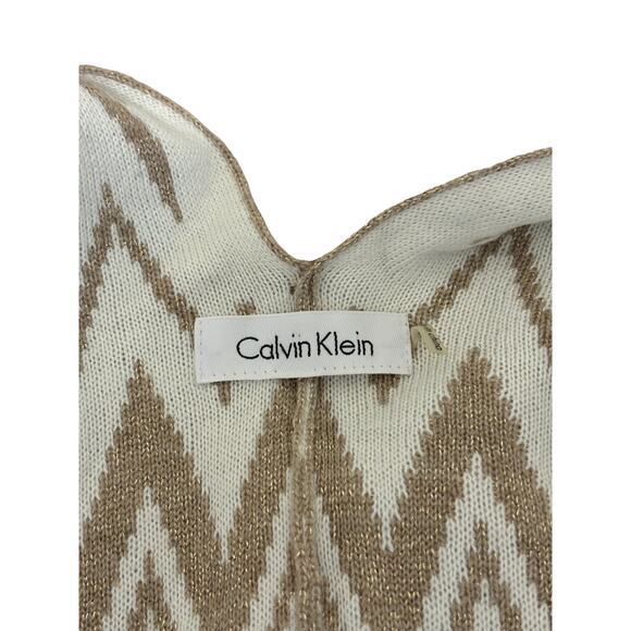 Calvin Klein Cape Women One Size Tan Glitter Sparkle Poncho Western Aztec Shawl - Picture 3 of 5